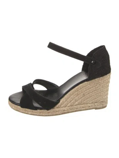 Pre-owned Castaã±er Suede Espadrilles In Black