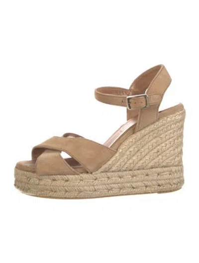 Pre-owned Castaã±er Suede Espadrilles In Brown/neutrals