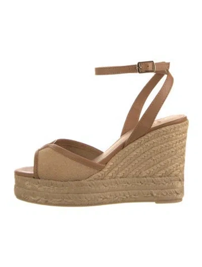 Pre-owned Castaã±er Suede Espadrilles In Brown/neutrals