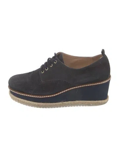 Pre-owned Castaã±er Suede Oxfords In Blue
