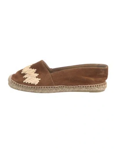 Pre-owned Castaã±er Suede Printed Espadrilles In Brown