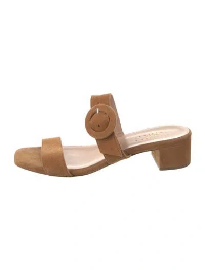Pre-owned Castaã±er Suede Slides In Brown