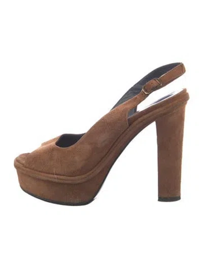 Pre-owned Castaã±er Suede Slingback Sandals In Neutral