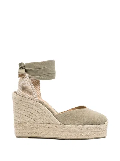 Castaã±er Tie-fastening Wedge Espadrilles In Neutral