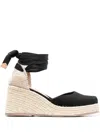 Castaã±er Tina Raffia Wedge Espadrilles In Multi