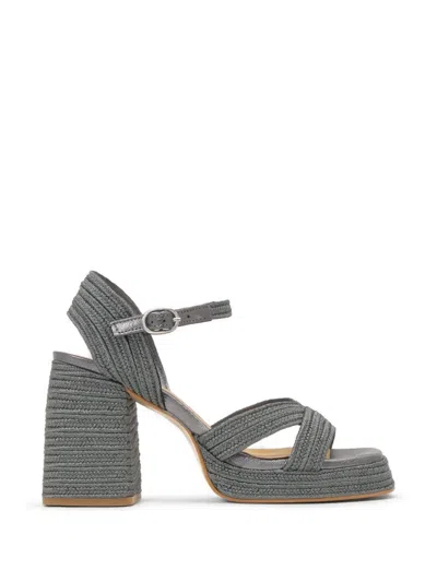 Castaã±er Vale Braided Platform Sandals In Gray