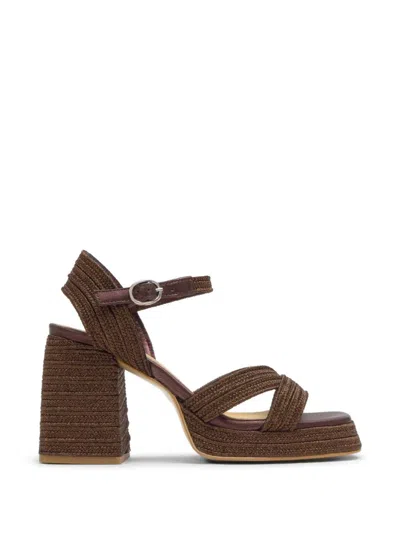 Castaã±er Valee Braided-strap Platform Sandals In Brown
