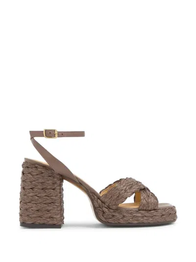 Castañer Valeriette Woven Platform Heeled Sandals In Brown