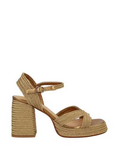Castaã±er Vallita Braided Crossover-strap Sandals In Gold