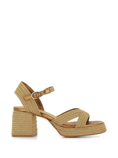 Castaã±er Vallita Braided Crossover-strap Sandals In Gold