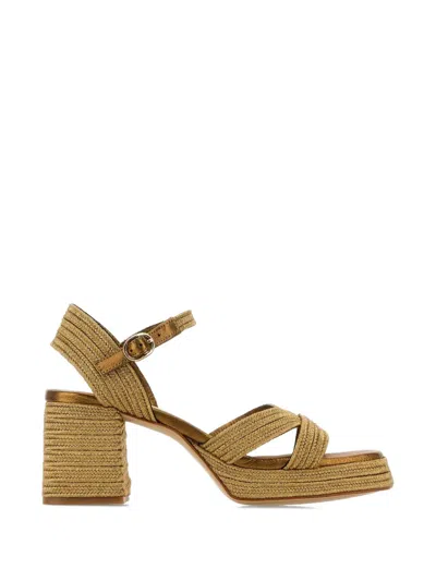Castañer Valle Metallic Raffia Platform Sandals In Animal Print
