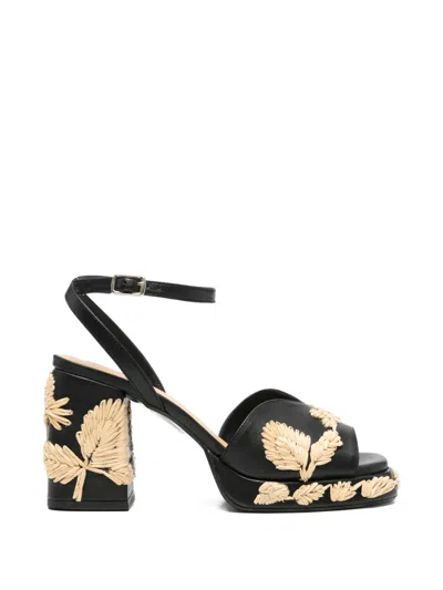 Castaã±er Vasilia Leather Sandals In Black