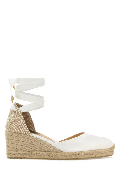 Castaã±er White Canvas Carina Wedges