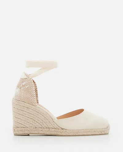 Castaã±er White Round Toe Wedges