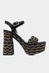 Castaã±er 137mm Woven Block-heel Sandals In Black