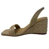 Castaã±er Women's Barby Wedge Sandals In Natural In Green