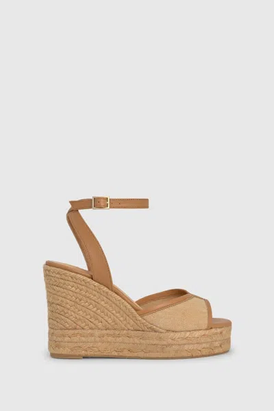 CASTAÑER WOMEN'S BRIGITTE CANVAS AND NAPPA LEATHER ESPADRILLES IN OCRE