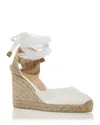 Castañer White Canvas Chiara Wedges In Multi