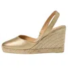 Castaã±er Carissa Leather Espadrilles In Gold