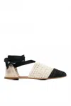Castaã±er Women's Gretel Crochet Flat Sandal In Ivory Negro In Multi
