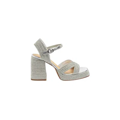 Castaã±er Women's Valle Metallic Braided Platform Sandals In Platino