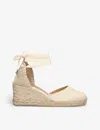 Castaã±er Castaner Womens Cream Carina Self-tie Canvas Wedge Espadrilles In Cream