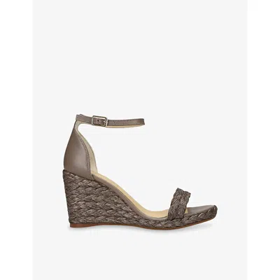 Castaã±er Womens Taupe Berna Leather Wedge Sandals Eur 37 / 4 Uk In Brown