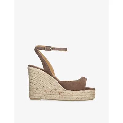 Castaã±er Womens Castaner Brook Suede Wedge Sandals In Gray