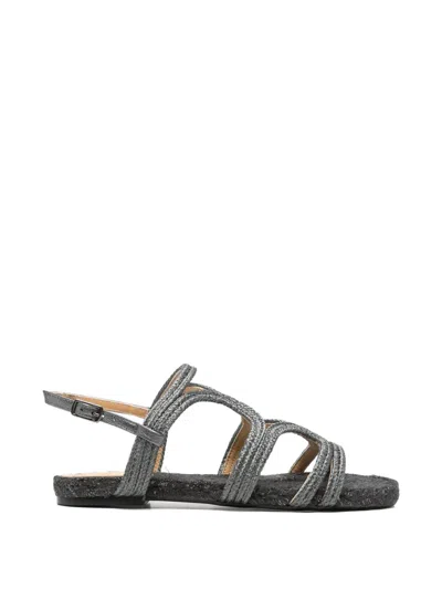 Castaã±er Woven Sandals In Gray