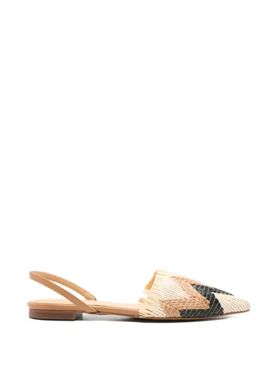 Castaã±er Woven-raffia Slingback Ballet Flats In Neutral