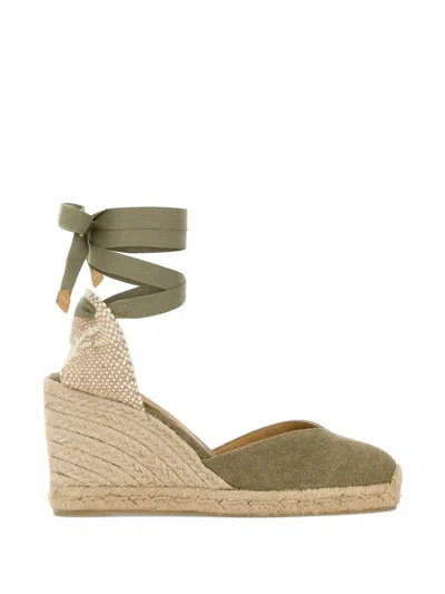 Castaã±er Wraparound Tie Espadrille In Green