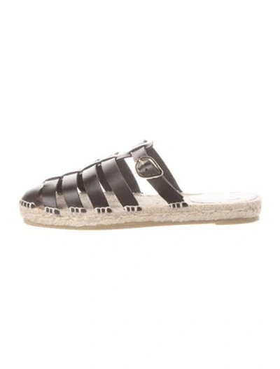 Pre-owned Castaã±er X Ancient Greek Sandals Leather Espadrilles In Black