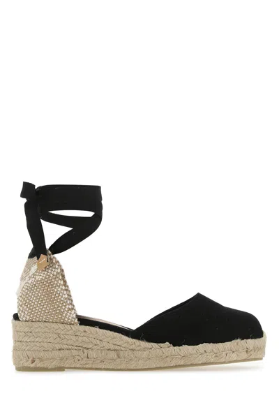 Castaã±er Black Canvas Carina Wedges
