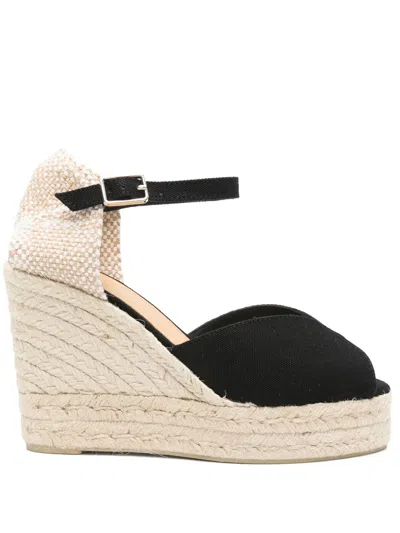Castaã±er Bianca 105mm Woven-raffia Espadrilles In Black