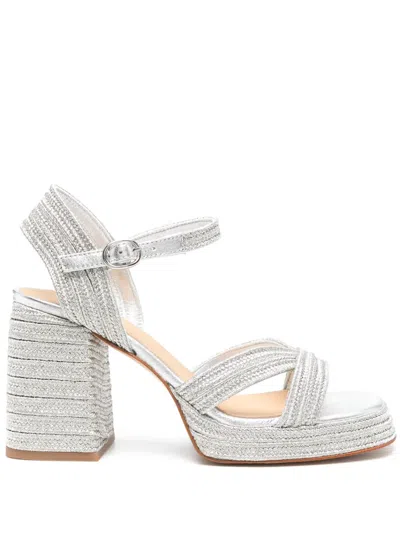 Castaã±er 100mm Valle Sandals In Silver