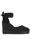 Castaã±er Carina C-8ed-001 Wedges In Black Canvas In Black