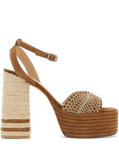 Castaã±er 140mm Platform Sandals In Brown