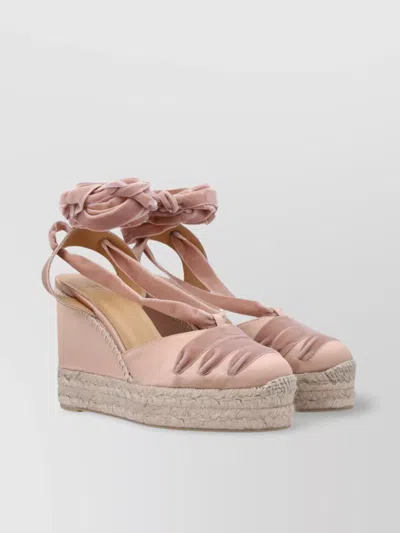 Castaã±er 8 Cersei Satin Wedge Espadrilles In Beige