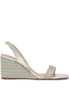 Castaã±er Womens Castaner Barby Woven Metallic Heeled Sandals In Silver