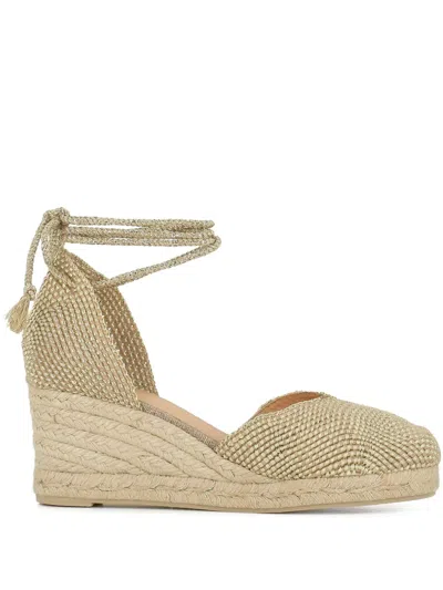Castaã±er 80mm Round-toe Espadrilles In Gold