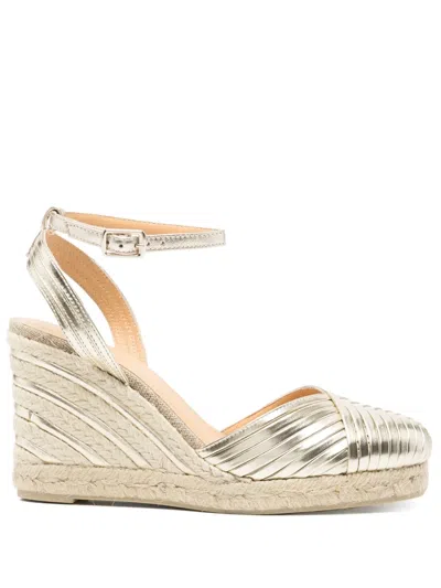 Castaã±er 90mm Cocoa Espadrilles In Gold