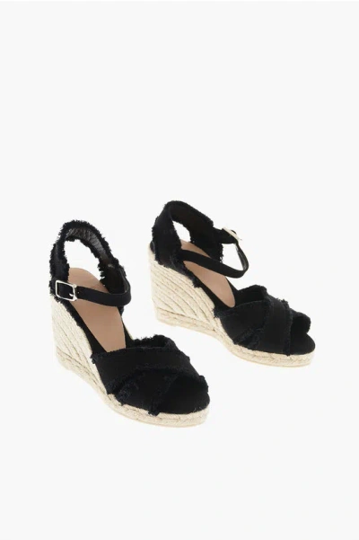 Castaã±er 9cm Fabric Bromelia Wedge Sandals In Black