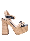 Castaã±er Agnes Platform Sandal In Natural Negro In Multicolour