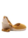 Castaã±er Brown Canvas Espadrille Wedges In White