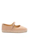 Castaã±er Leather Espadrilles With Braided Raffia Sole In Nude & Neutrals