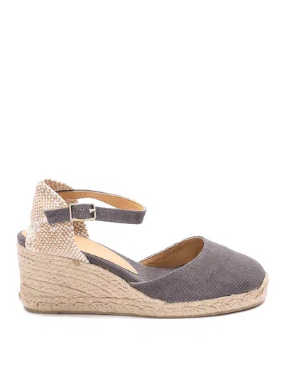 Castaã±er 70mm Raffia Wedge Espadrilles In Gray