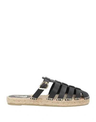 Castaã±er Castañer Ancient Greek Sandals X Castañer Woman Espadrilles Black Size 7.5 Leather