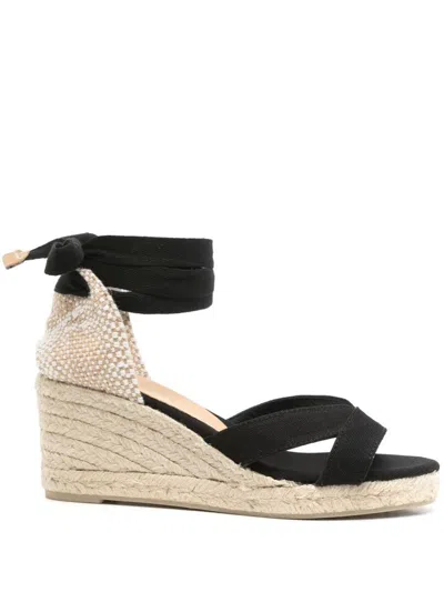 Castaã±er Black Canvas Espadrille Wedges