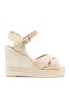 CASTAÃ±ER BEIGE BROMELIA SANDALS FRAYED EDGE BUCKLE