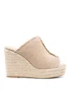 Castaã±er Queral Frayed Canvas Wedge Espadrille Mules In Beige